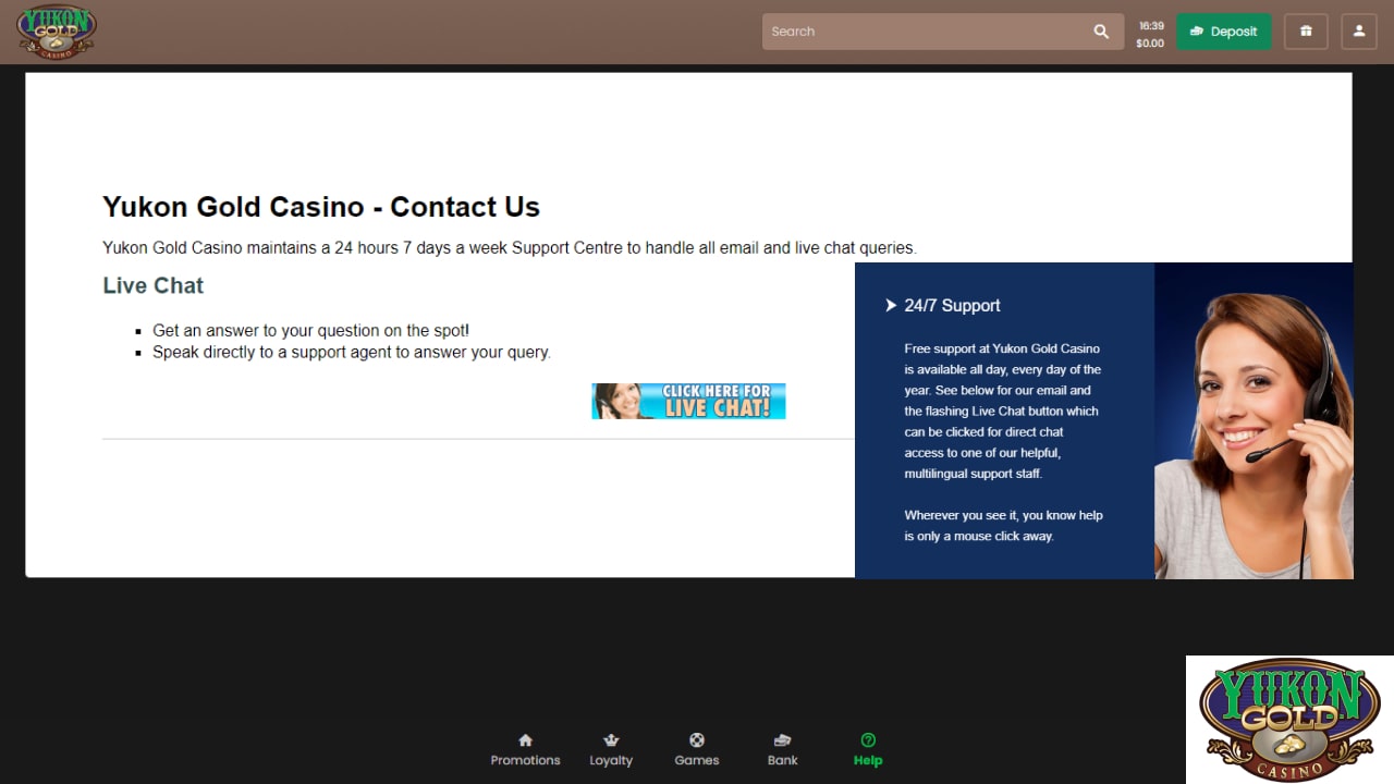 Yukon Gold Casino Customer Support