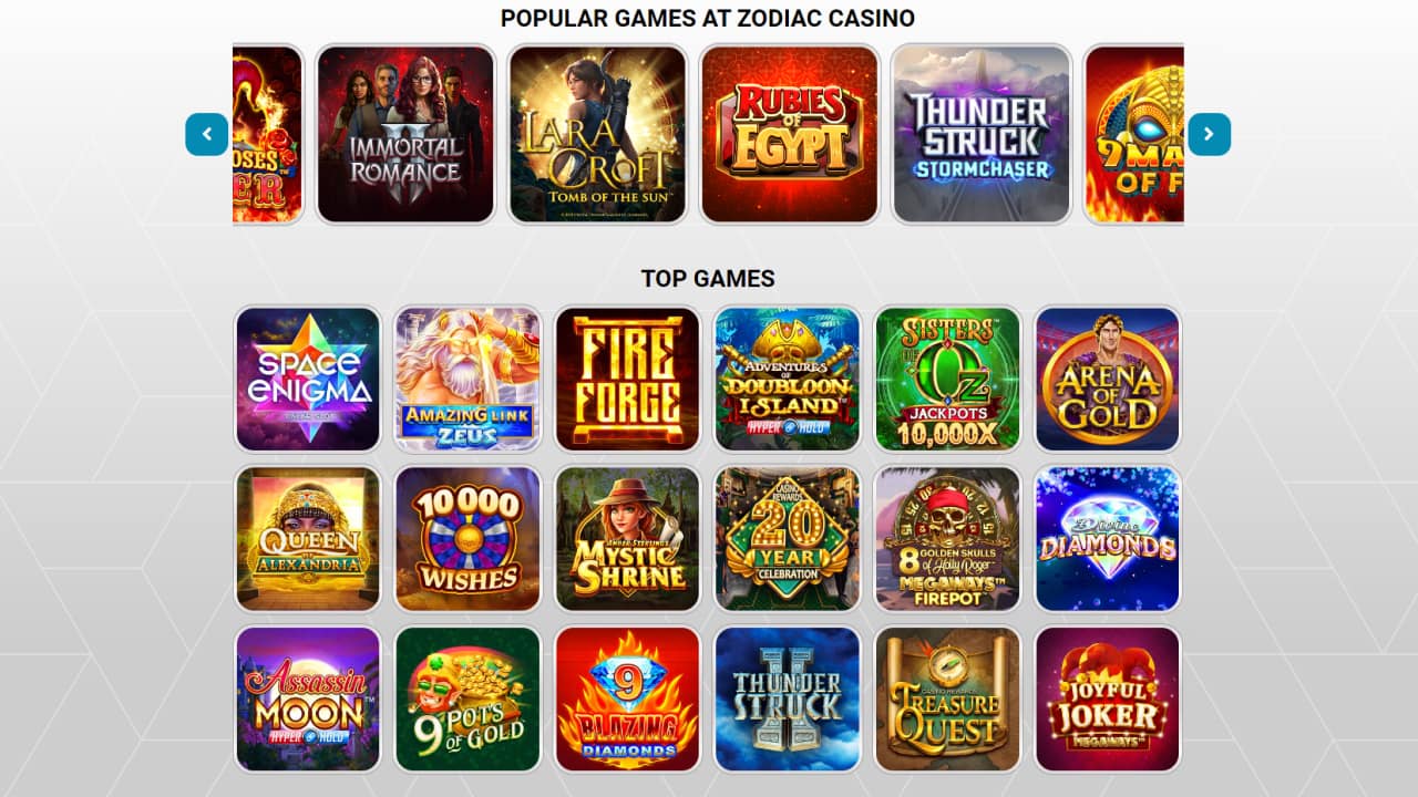 Zodiac Casino Online Games