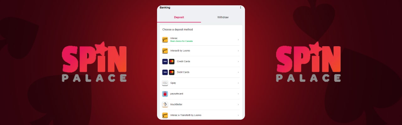 Spin palace payment methods