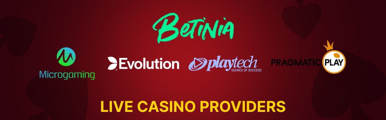 Betinia live casino providers