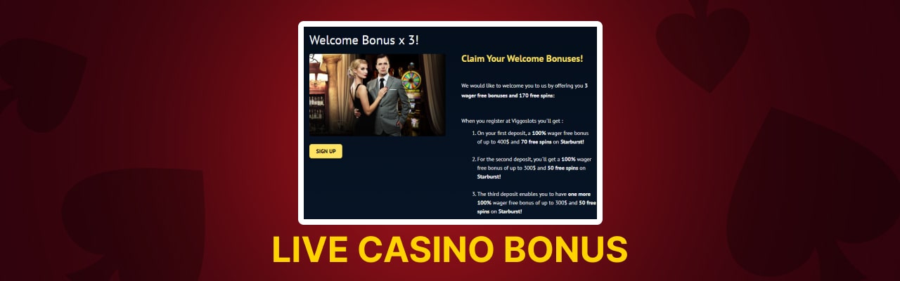 Bonuses for live casino games