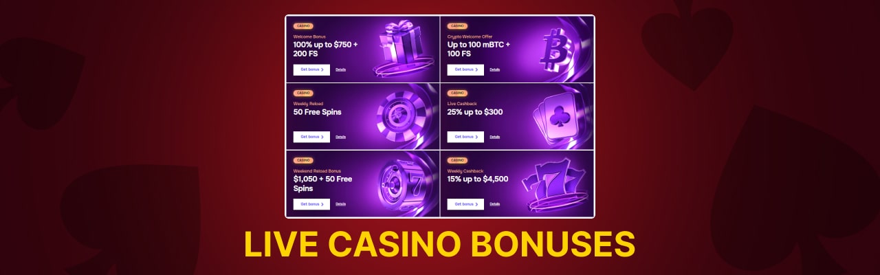 Bonuses for live casino games