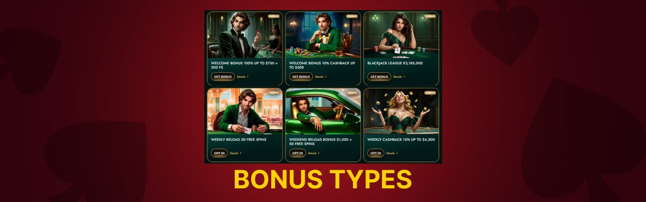 Cashed casino bonus types