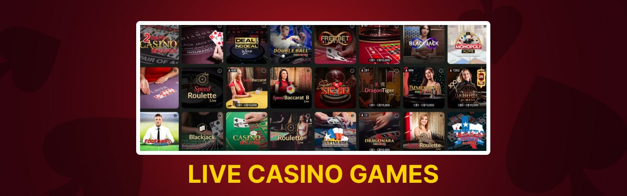 Popular live casino games at comeon casino