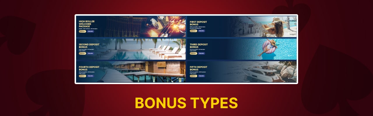 Lucky dreams casino bonus types