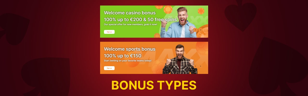 Maxxwin casino bonus types