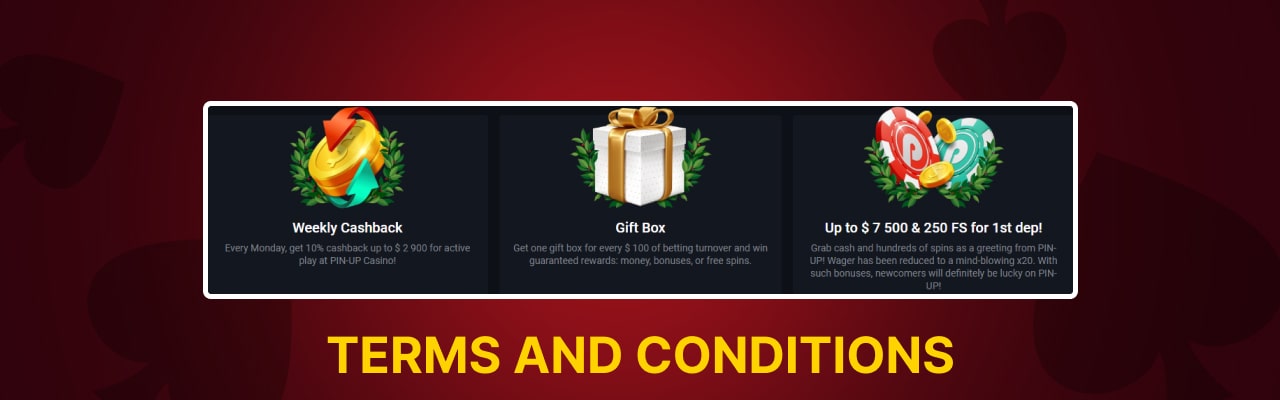 Pin up casino bonuses terms conditions