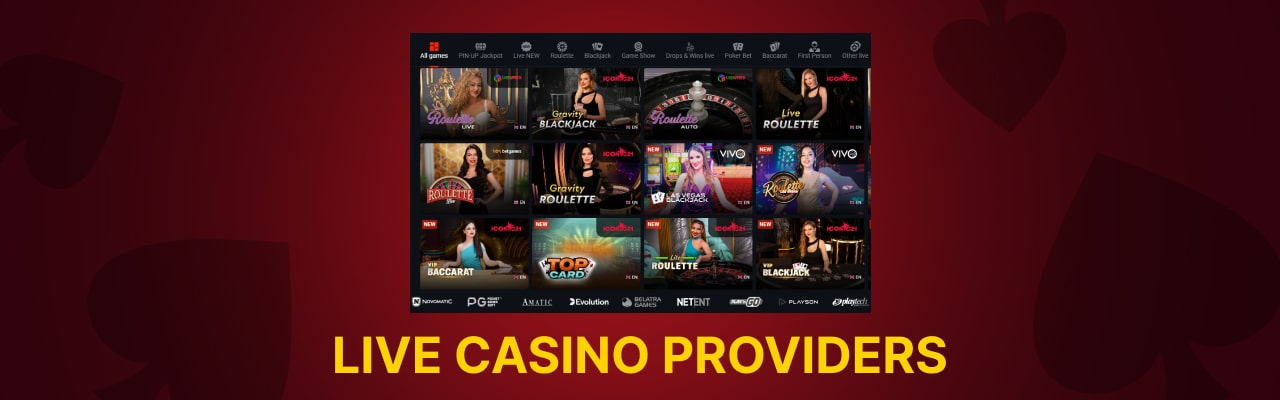 Pin up live casino providers