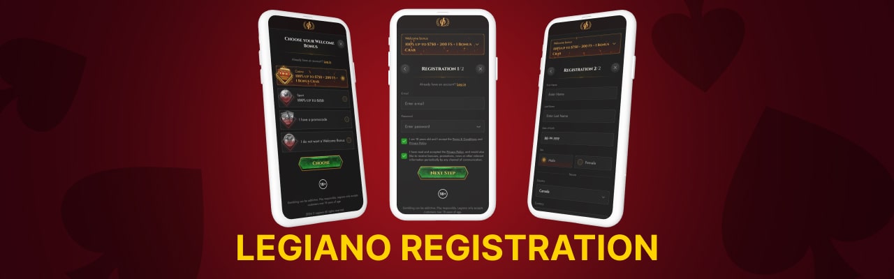 Registration login at legiano on mobile