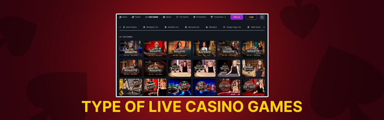 Type of casino123 live games