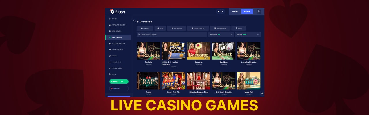 Type of live casino games